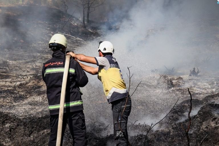 Firefighters Extinguish Forest Fire in Qudsya, Rif Dimashq